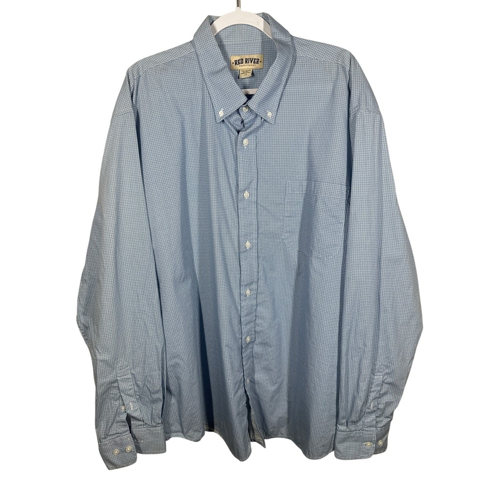 Red River Outfitters Mens Blue Patten Button‎ Down Size 3XL